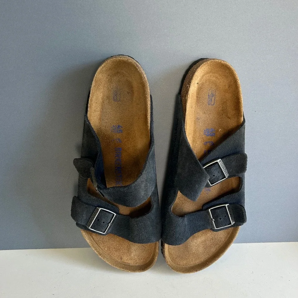 Birkenstock Arizona Sandals Men's 12 / 45 L14 Soft Footbed Navy Suede